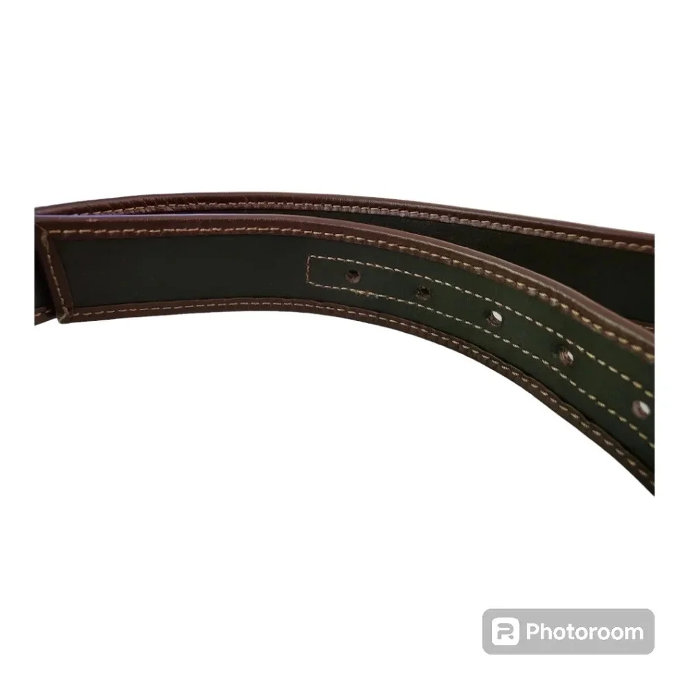 Faux leather herringbone pattern belt‎